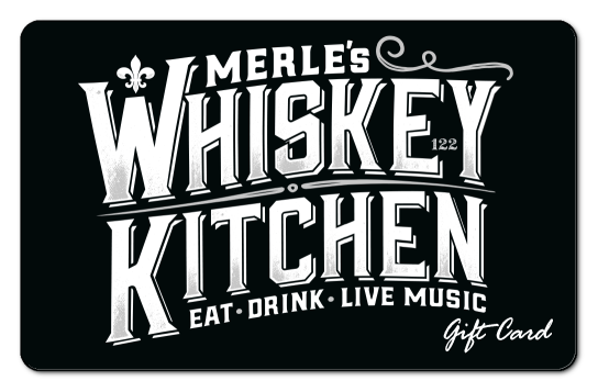 merles whiskey kitchen logo on a black background